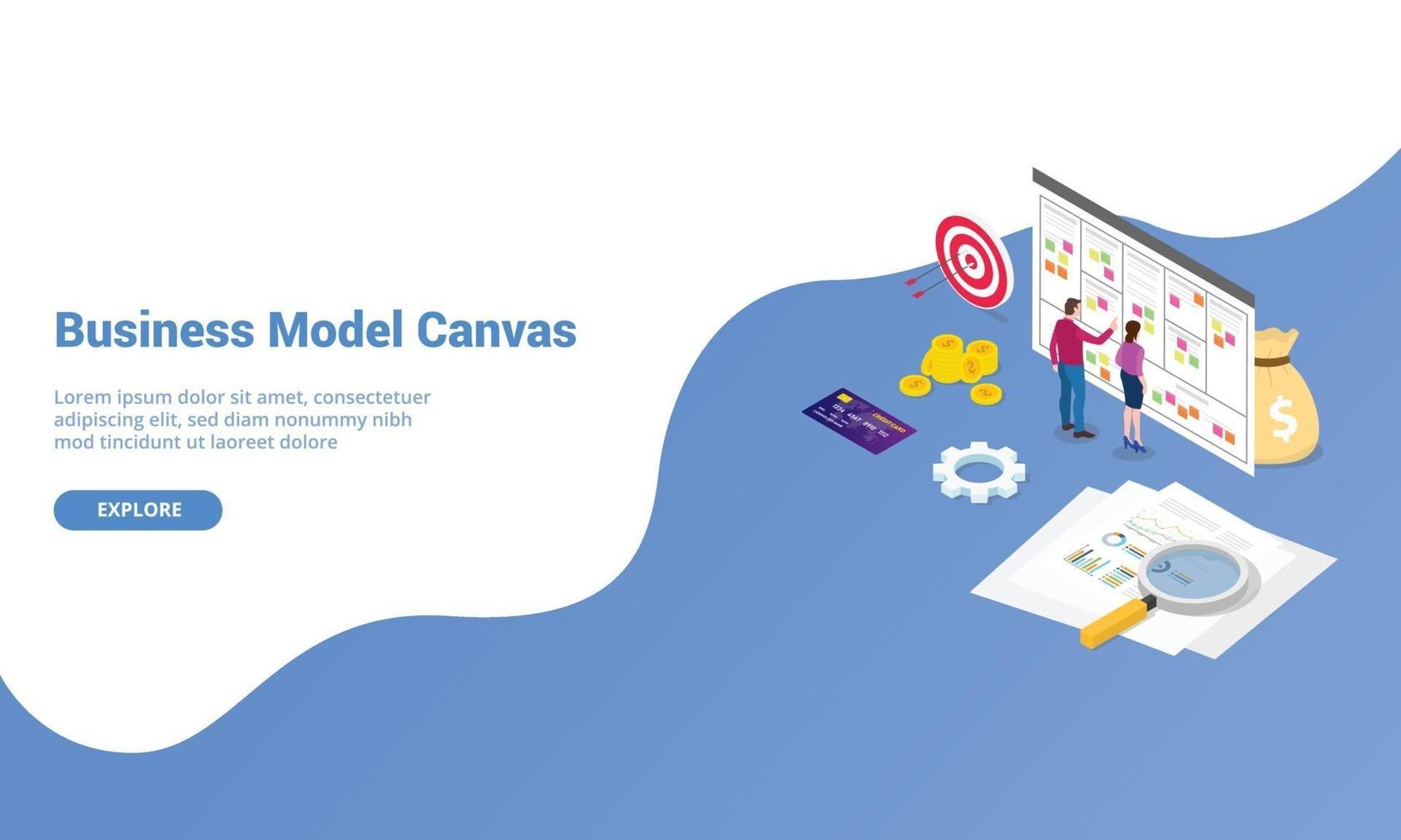 business model canvas concept with paper document vector