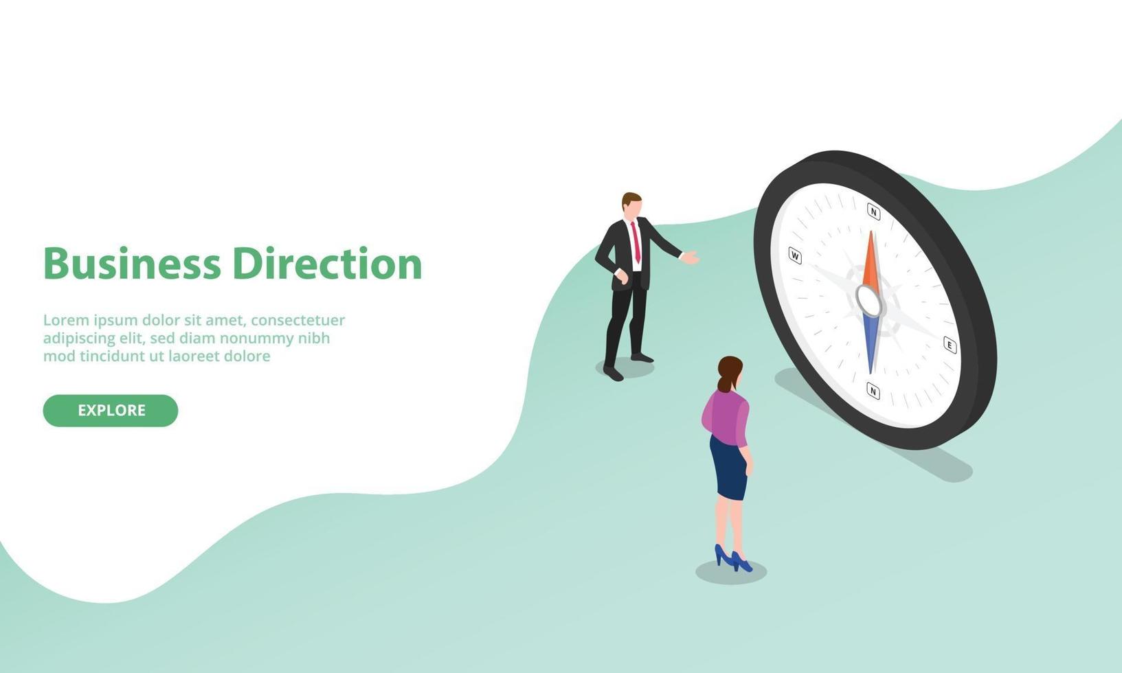 business direction discussion with compass as symbol vector