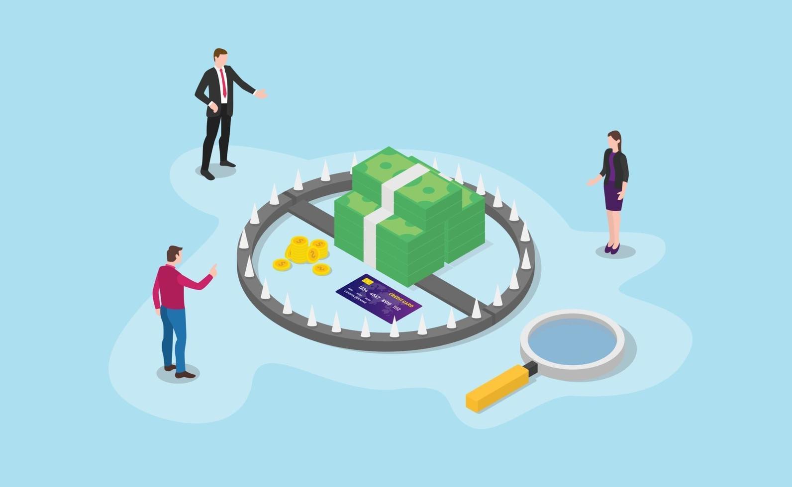 money trap concept with bait and businessman analysis vector