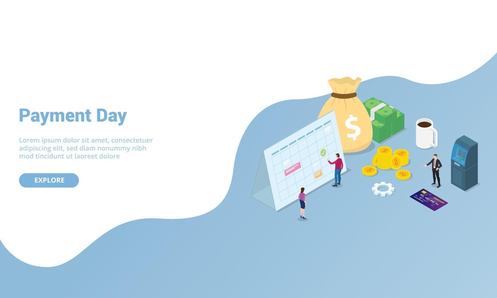 payment day or payroll concept for website template vector