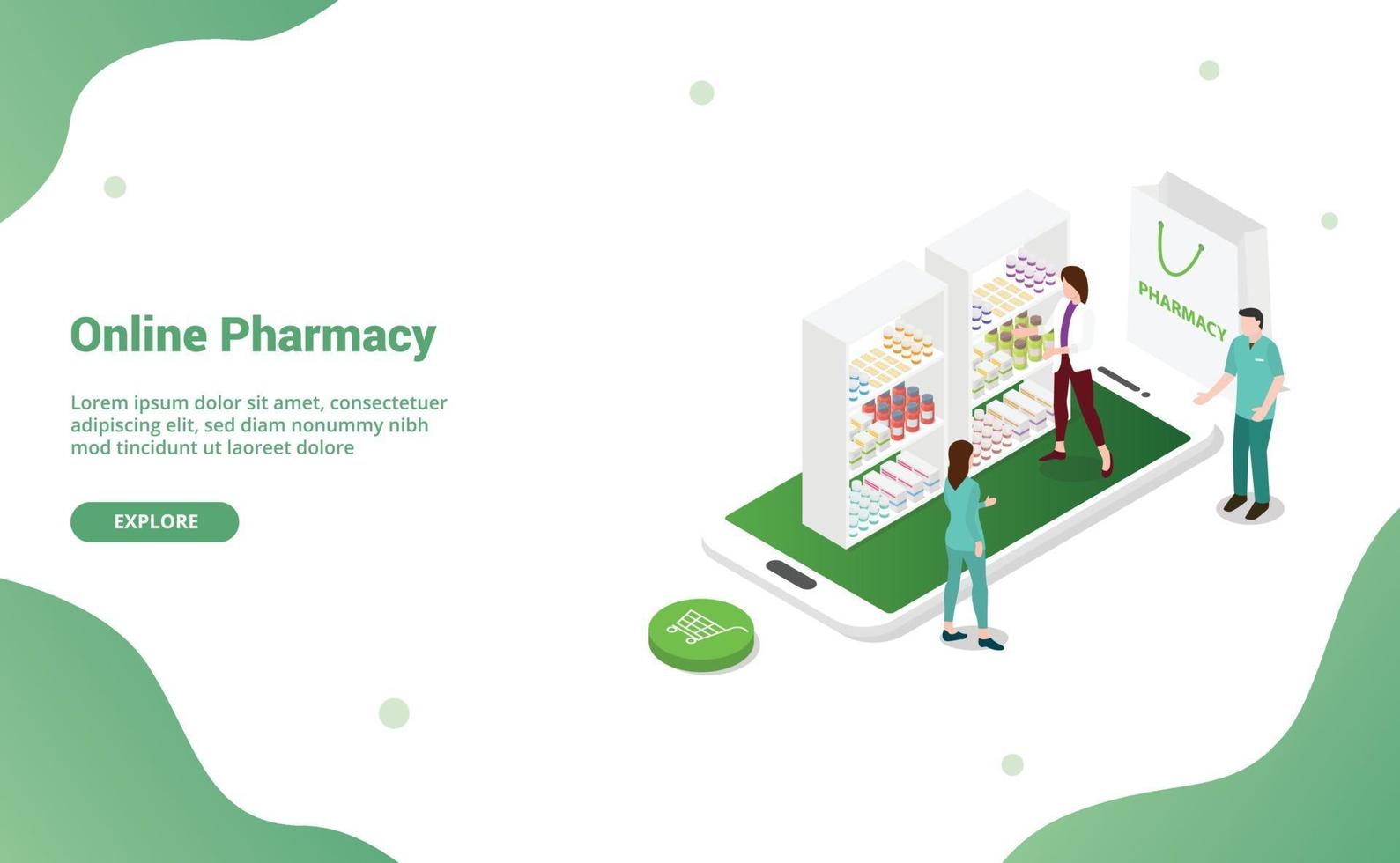 concepto de tienda de farmacia de farmacia en línea vector