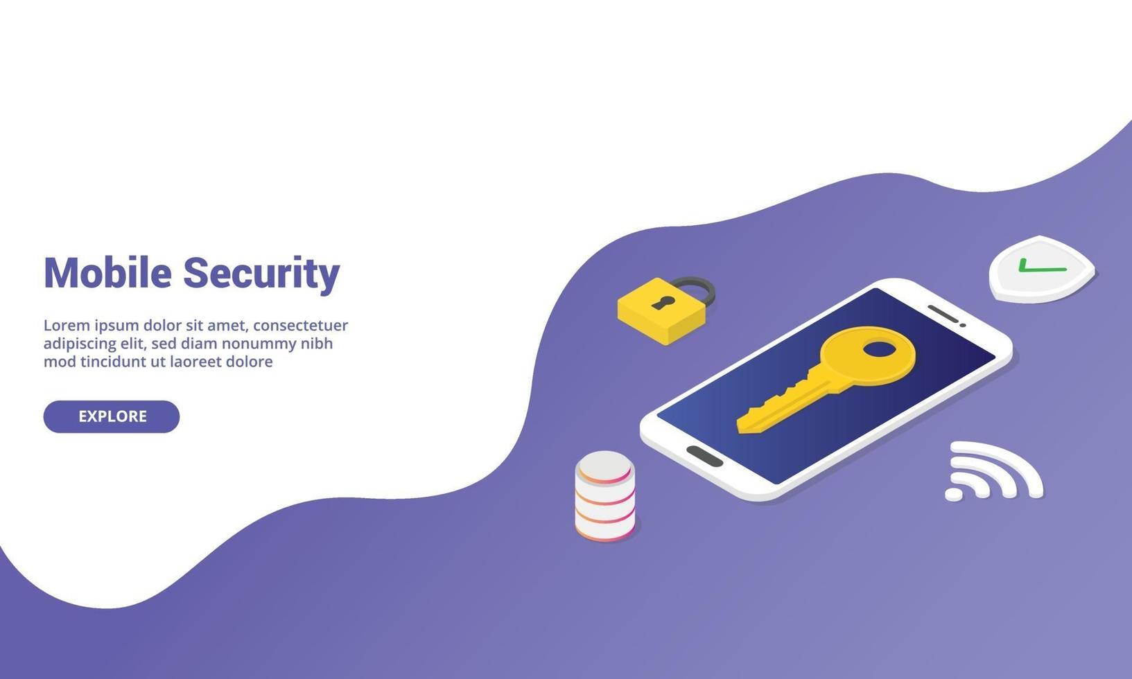 mobile phone security concept isometric vector