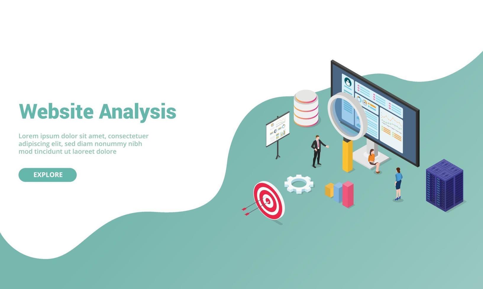 website analysis data with graph and chart for website vector