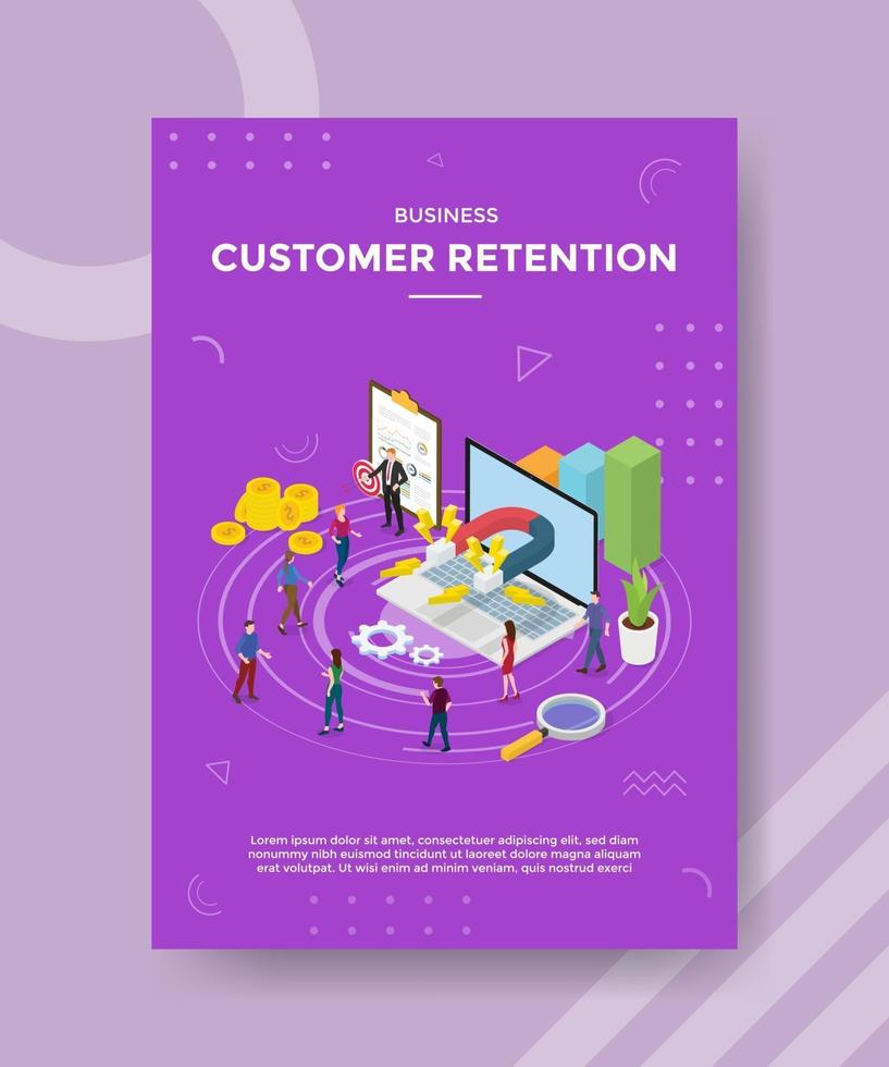 business customer retention people standing near laptop vector