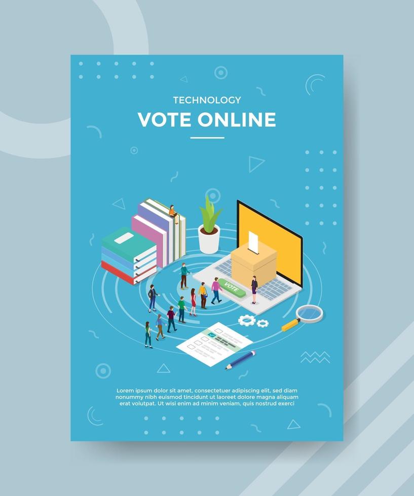 tecnología vota gente esperando en línea vota en laptop vector