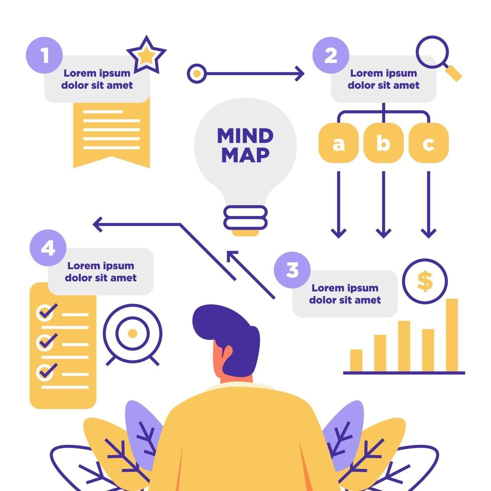 Set of Mind Mapping Elements vector