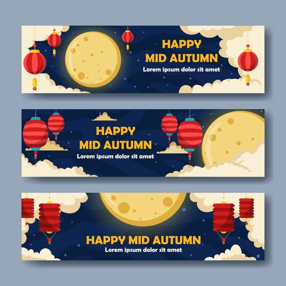 Happy Mid Autumn Banner vector