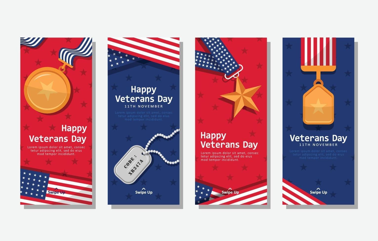 Usa Veterans Day Celebration Social Media Card vector