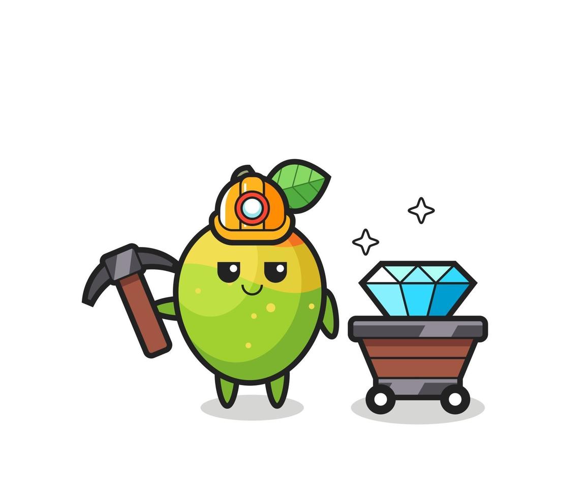 Character Illustration of mango as a miner vector