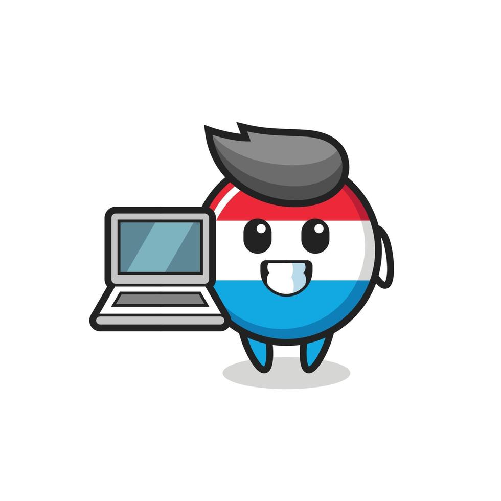 Mascot Illustration of luxembourg flag badge with a laptop vector