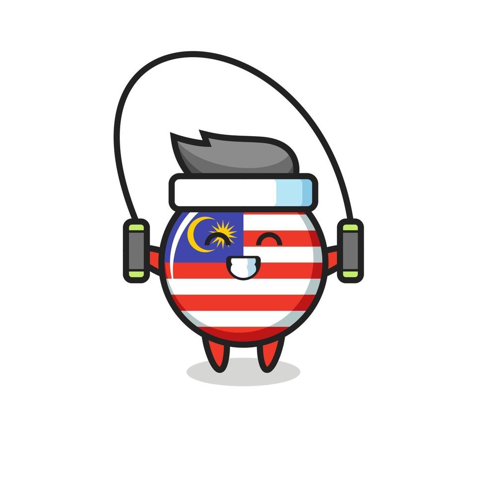 malaysia flag badge character cartoon with skipping rope vector