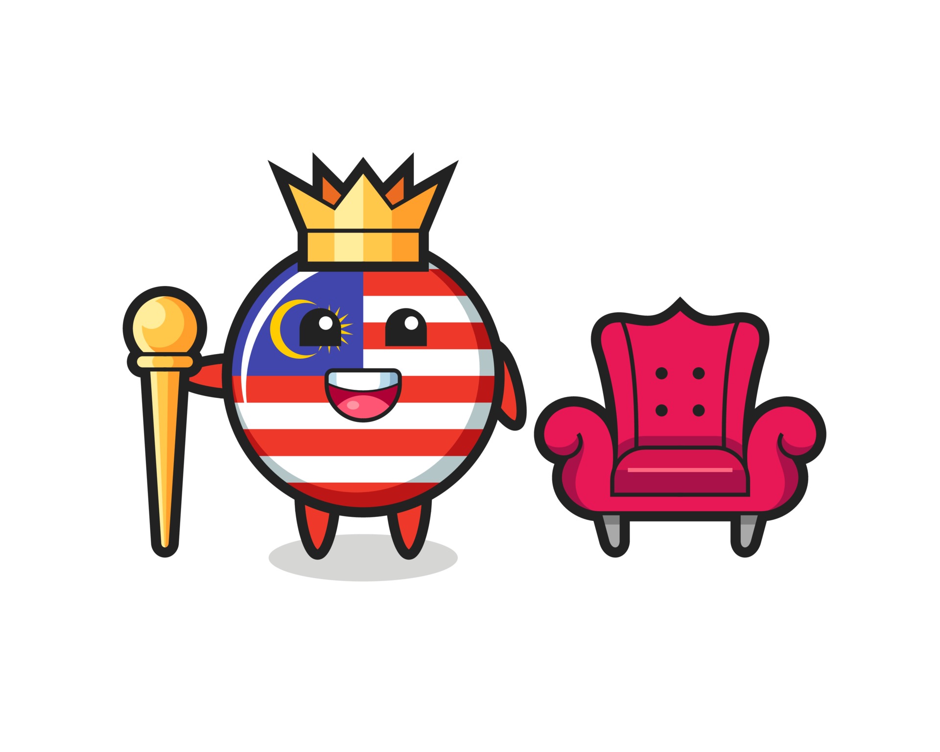 Mascot cartoon of malaysia flag badge as a king 3267442 Vector Art at