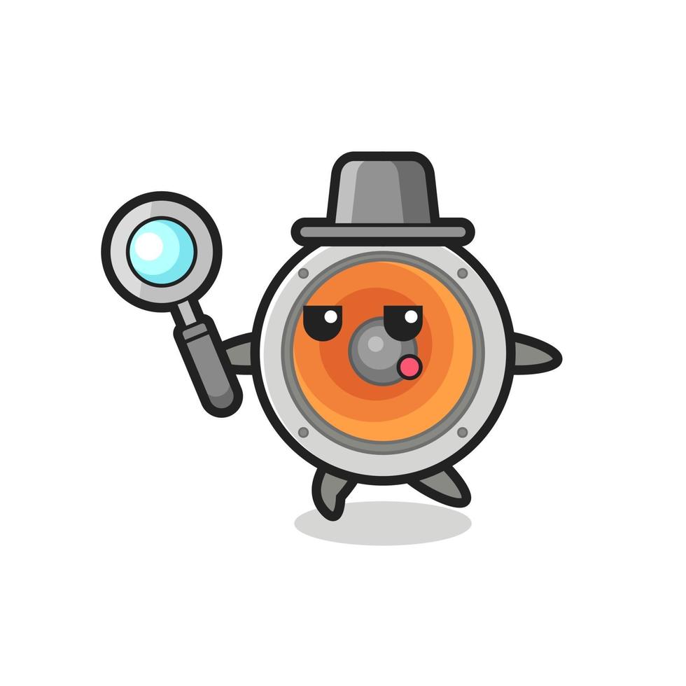 loudspeaker cartoon character searching with a magnifying glass vector