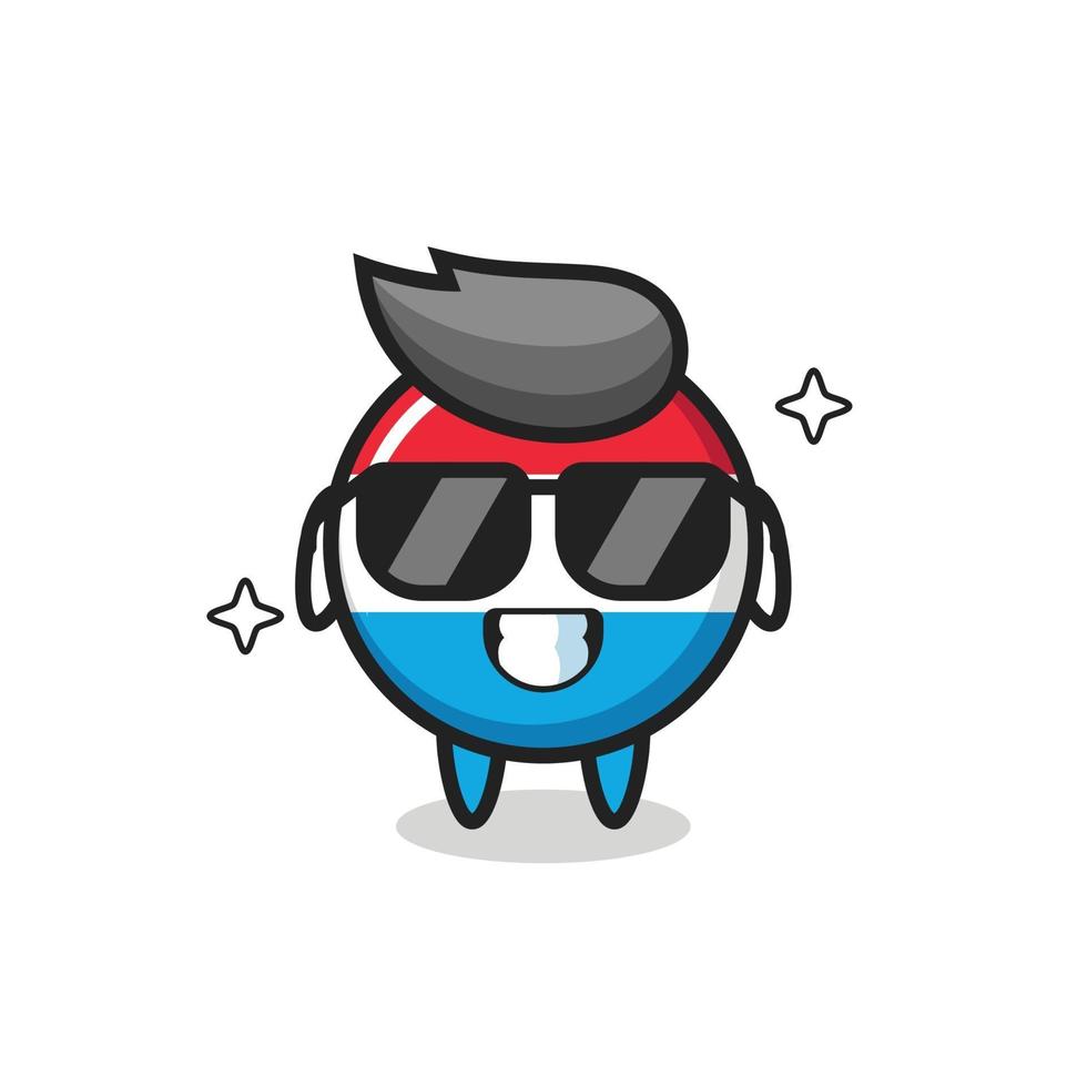 Cartoon mascot of luxembourg flag badge with cool gesture vector
