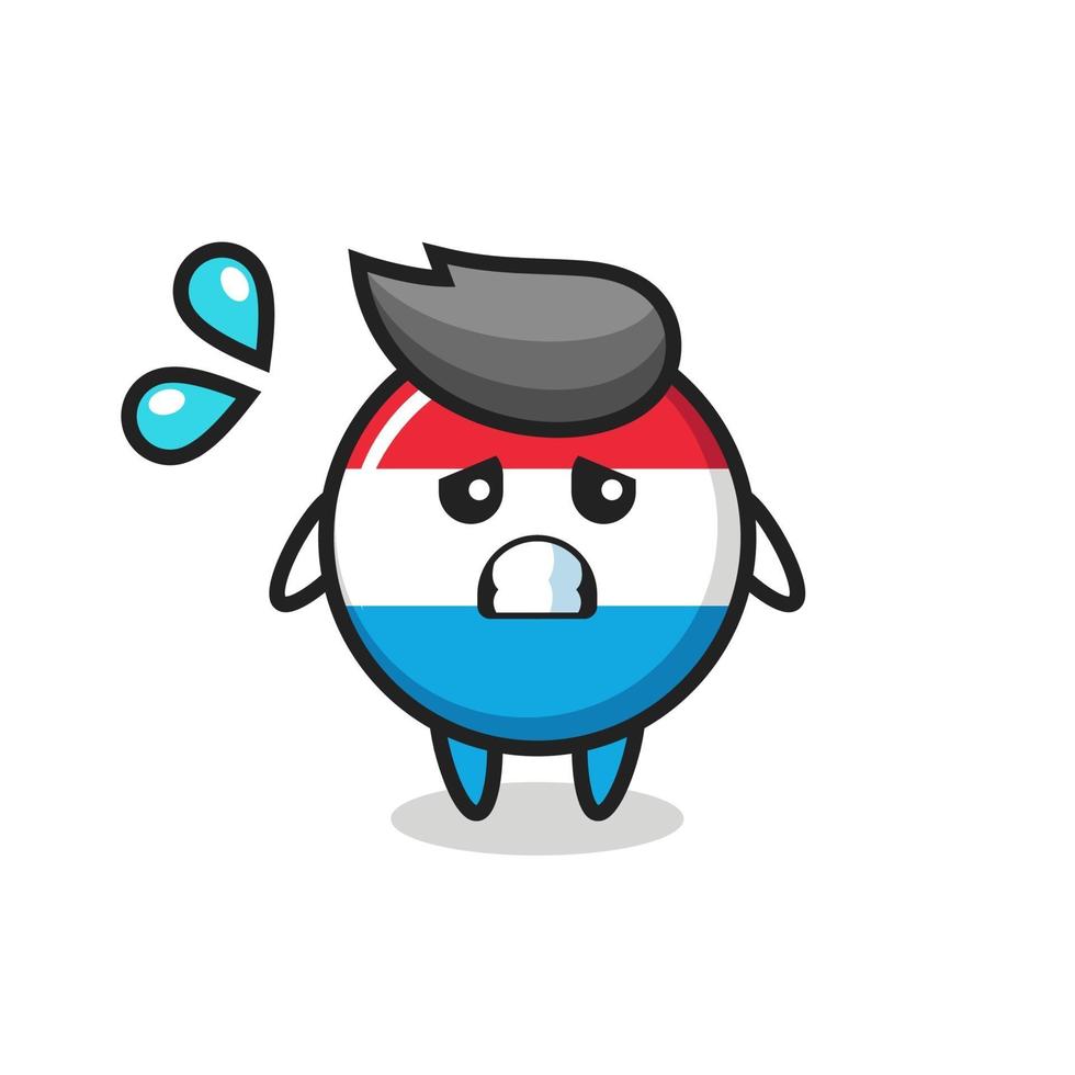 luxembourg flag badge mascot character with afraid gesture vector