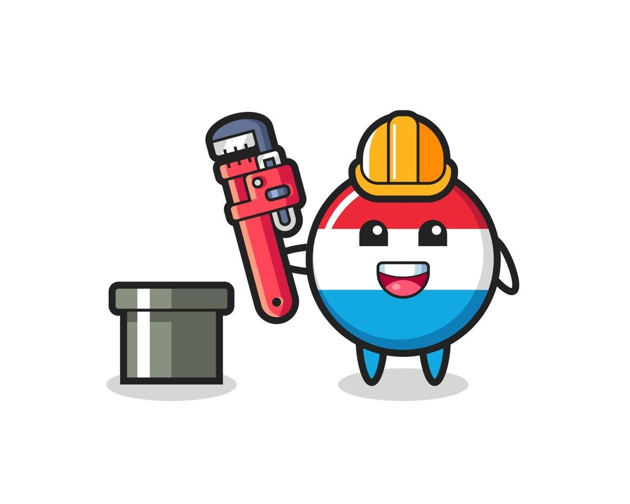 Character Illustration of luxembourg flag badge as a plumber vector