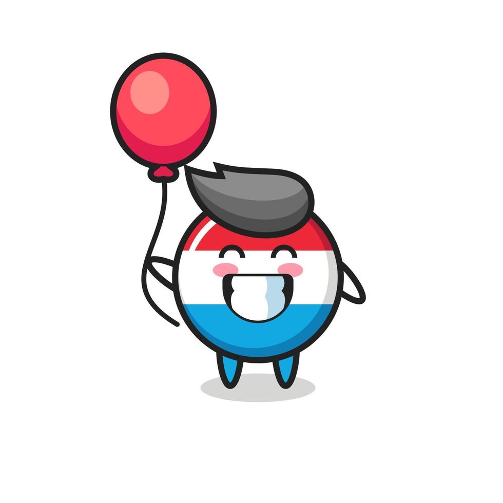 luxembourg flag badge mascot illustration is playing balloon vector