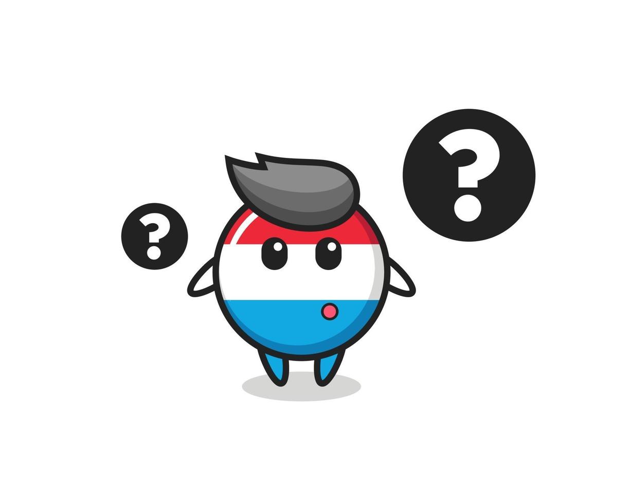 Cartoon Illustration of luxembourg flag badge with the question mark vector