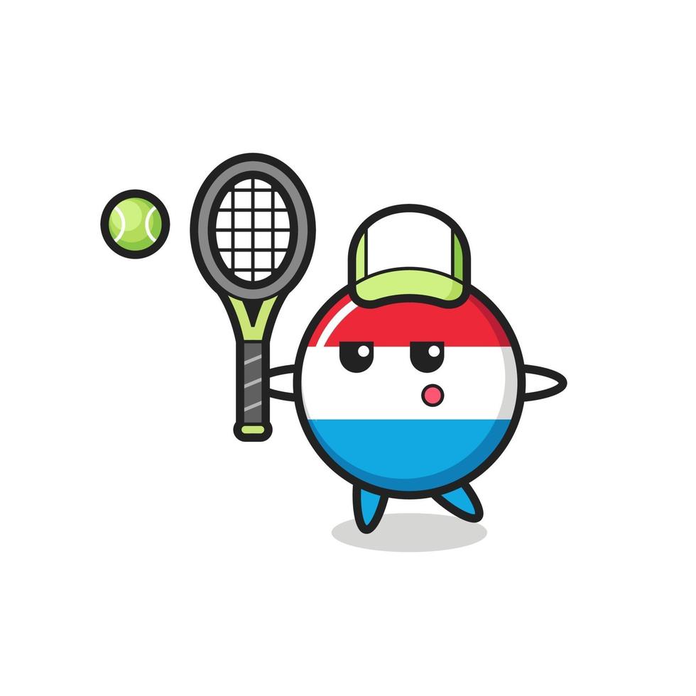 Cartoon character of luxembourg flag badge as a tennis player vector