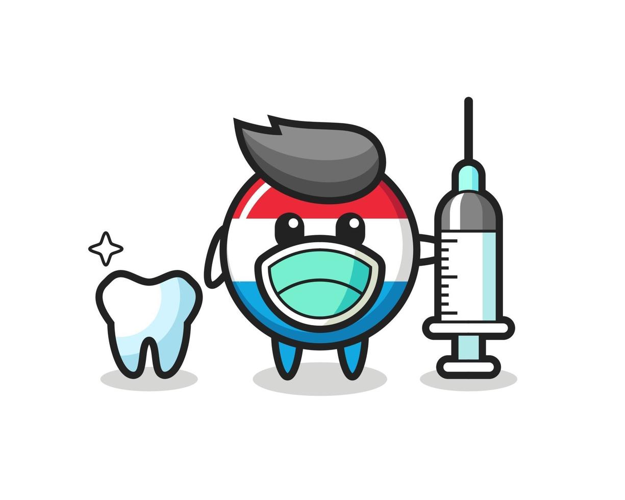 Mascot character of luxembourg flag badge as a dentist vector