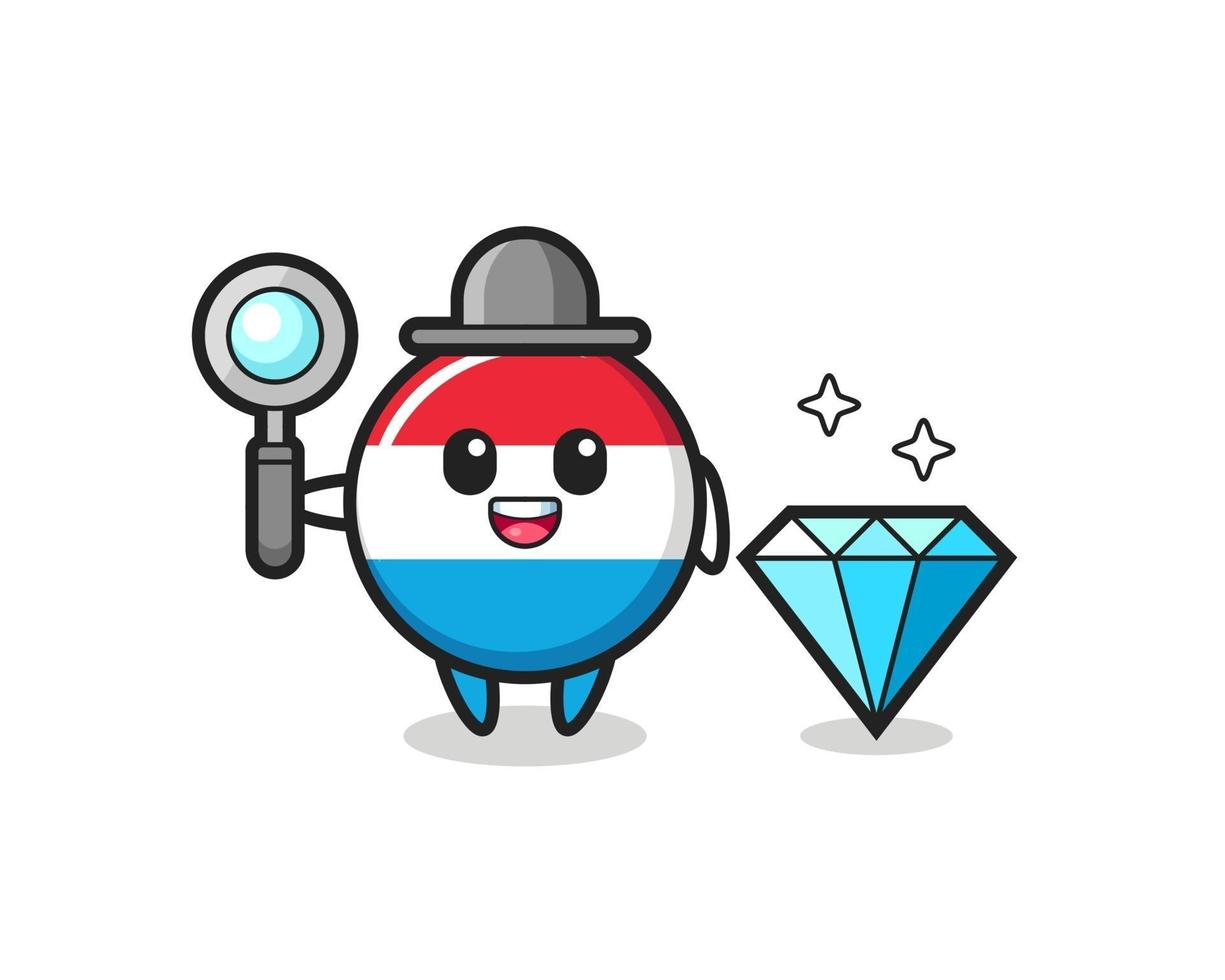 Illustration of luxembourg flag badge character with a diamond vector