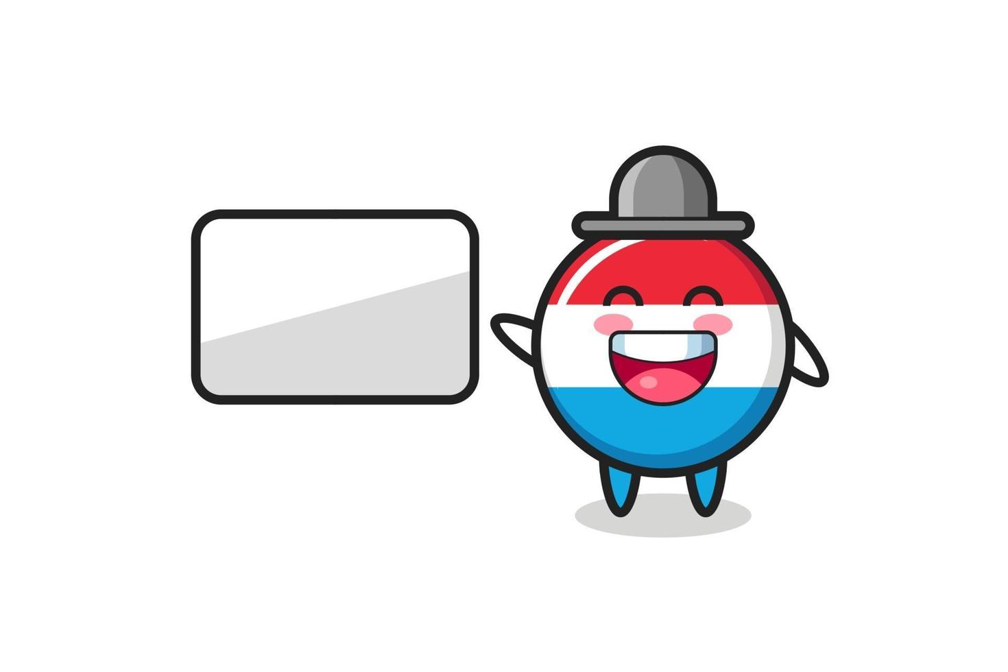 luxembourg flag badge cartoon illustration doing a presentation vector