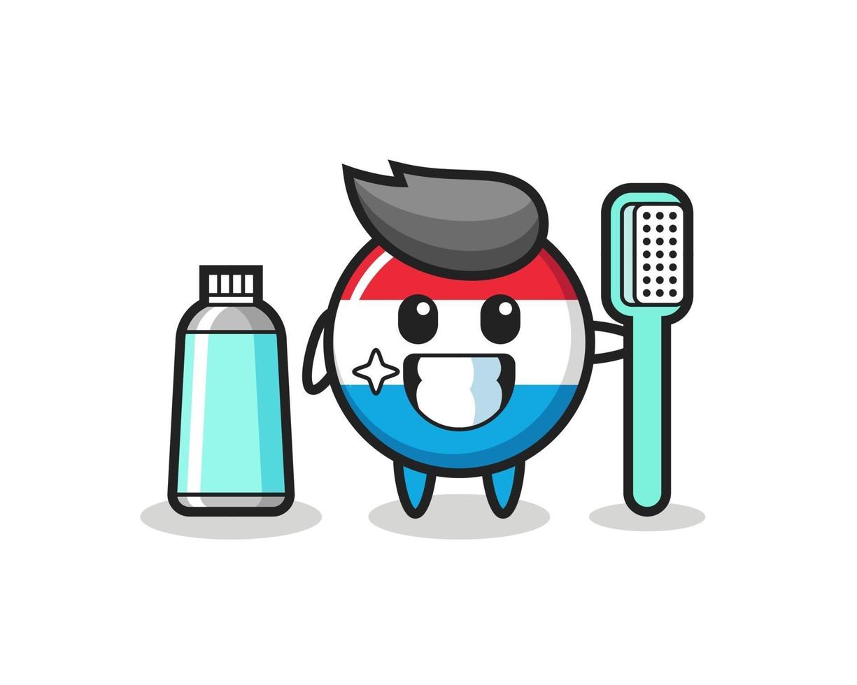 Mascot Illustration of luxembourg flag badge with a toothbrush vector