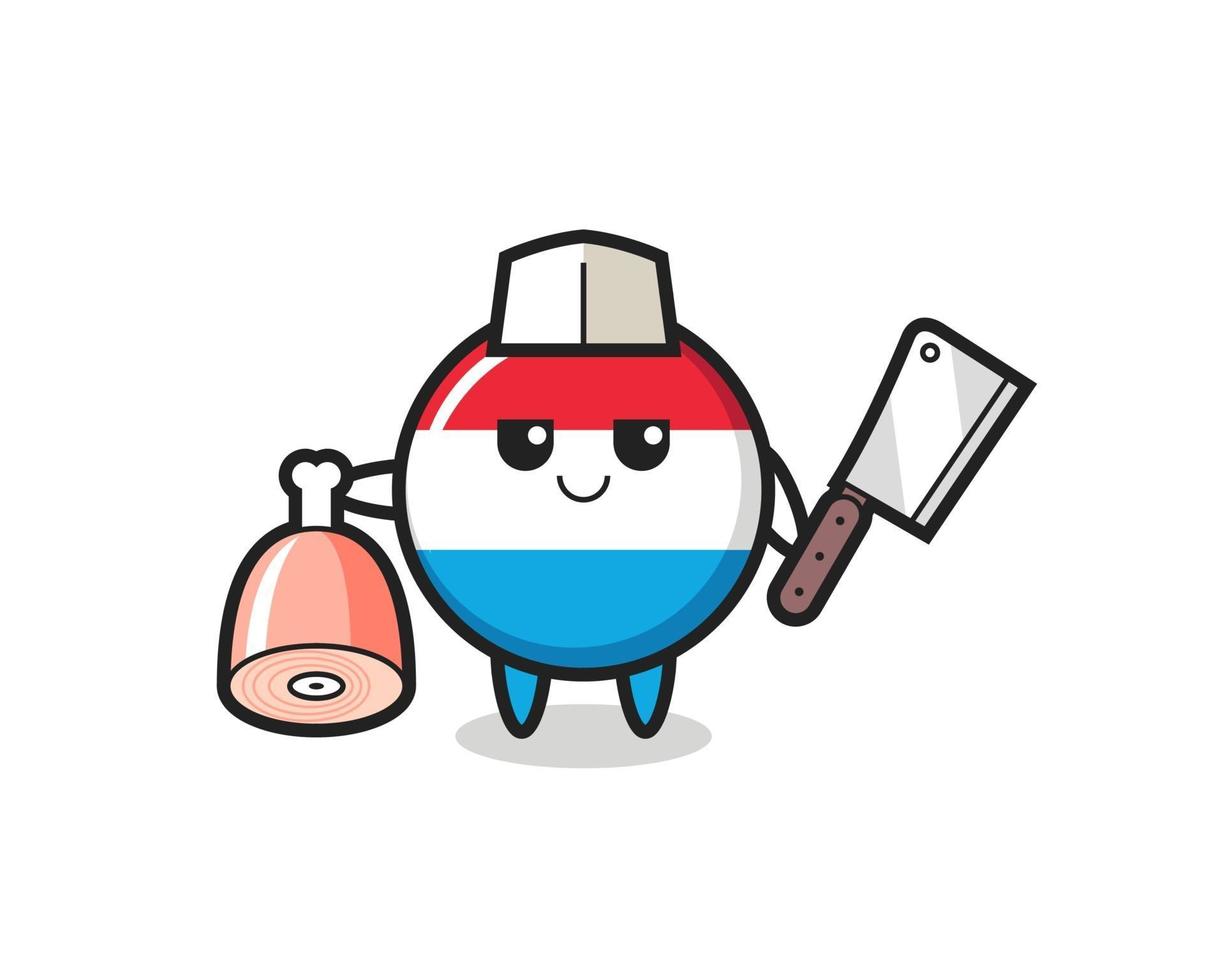 Illustration of luxembourg flag badge character as a butcher vector