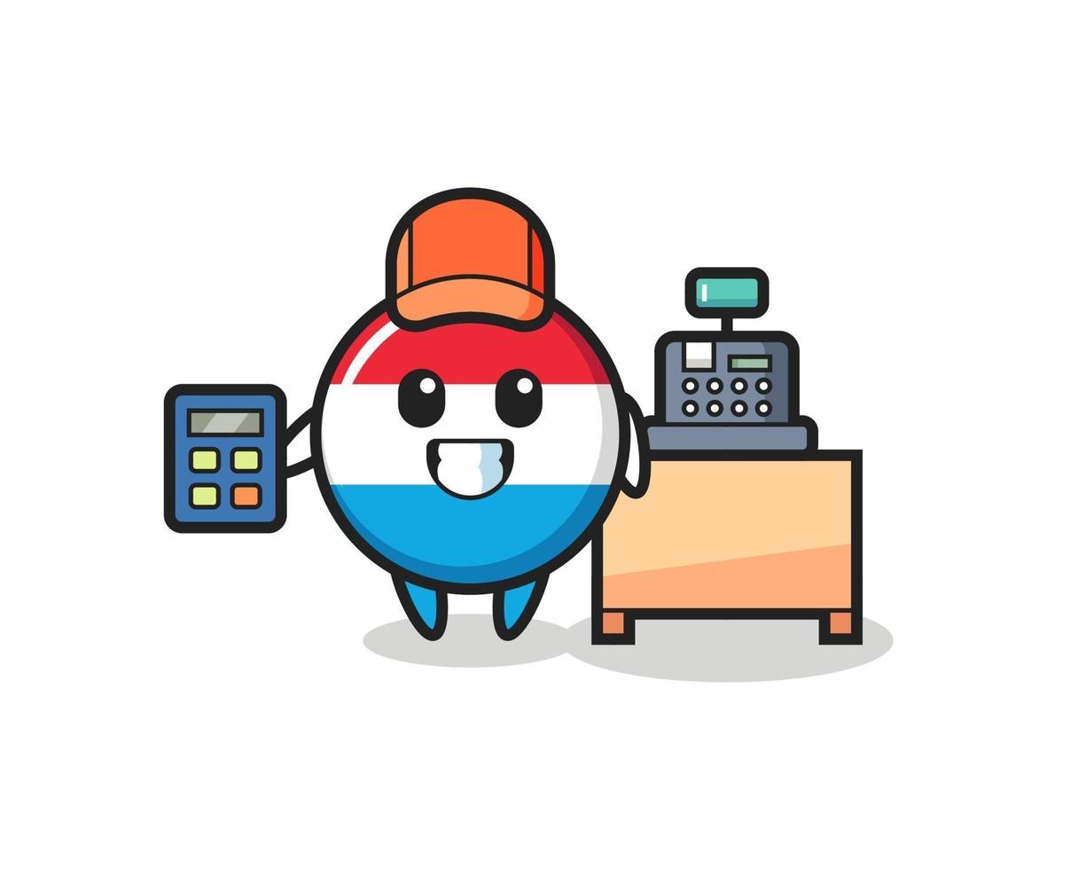 Illustration of luxembourg flag badge character as a cashier vector