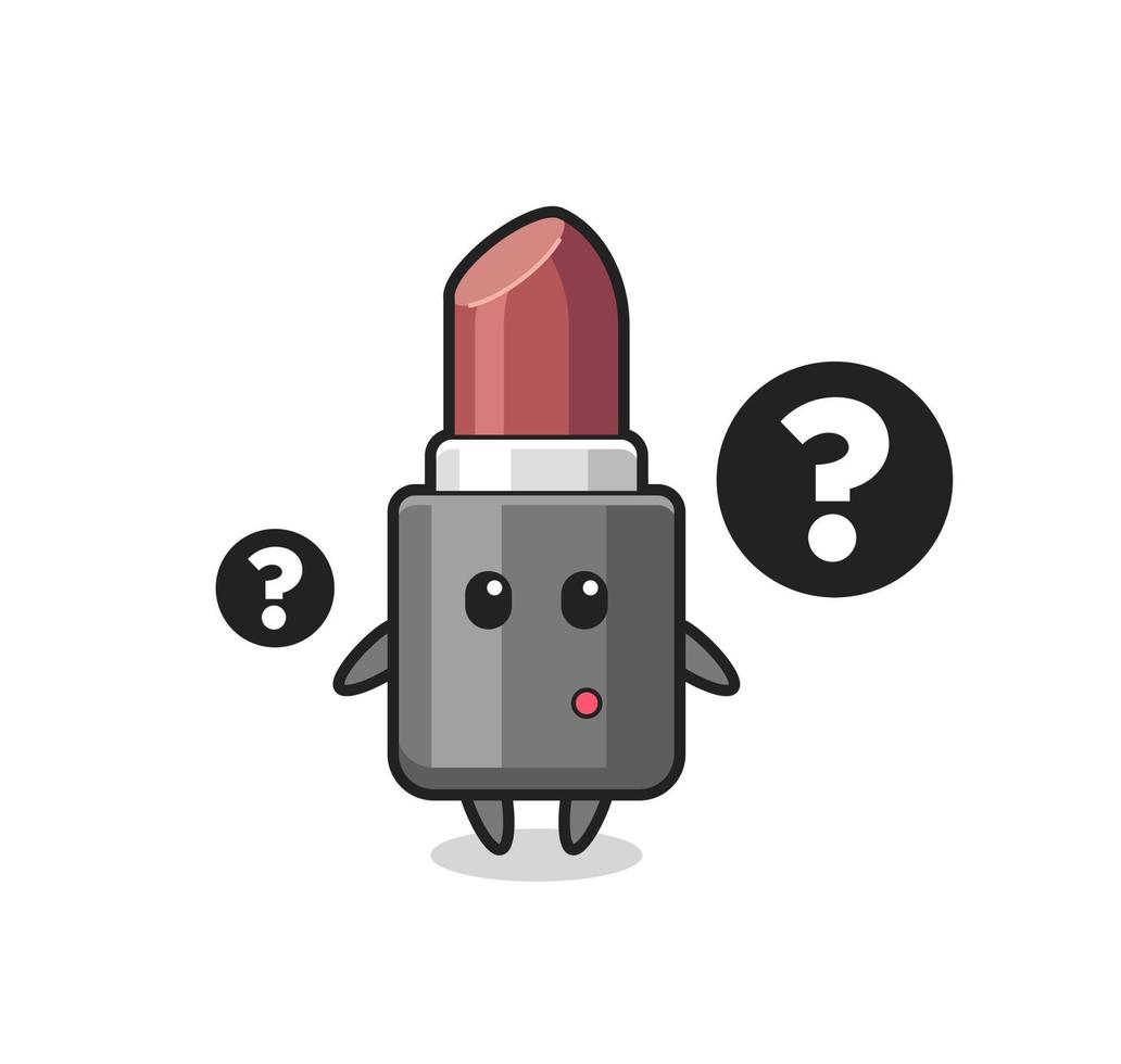 Cartoon Illustration of lipstick with the question mark vector