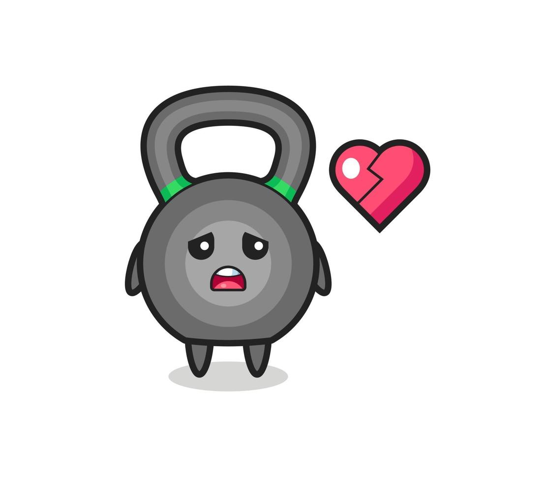 kettlebell cartoon illustration is broken heart vector