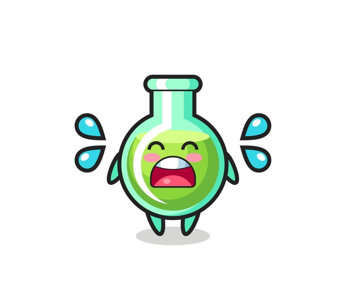 lab beakers cartoon illustration with crying gesture vector