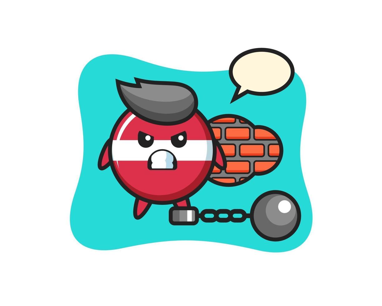 Character mascot of latvia flag badge as a prisoner vector