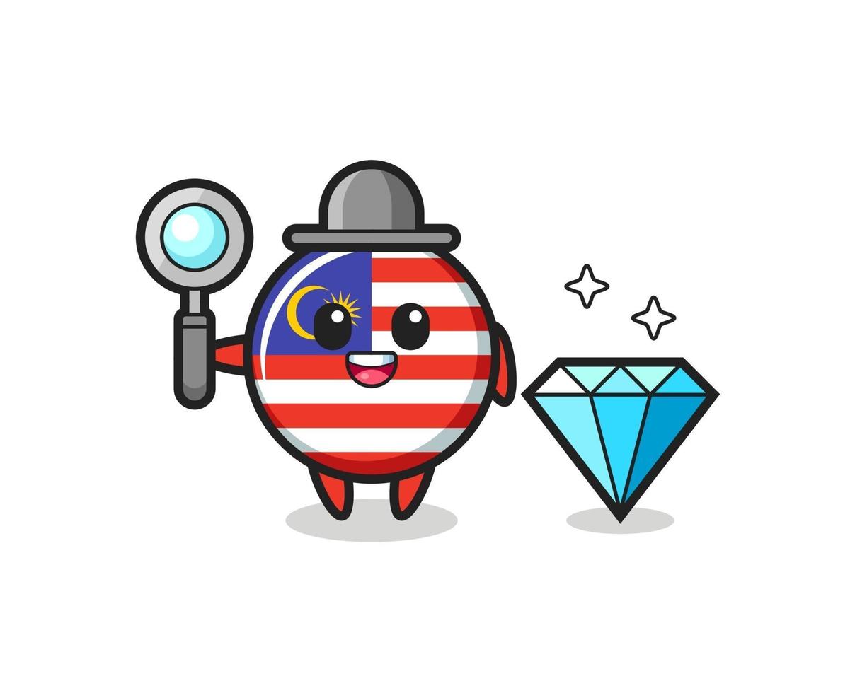 Illustration of malaysia flag badge character with a diamond vector