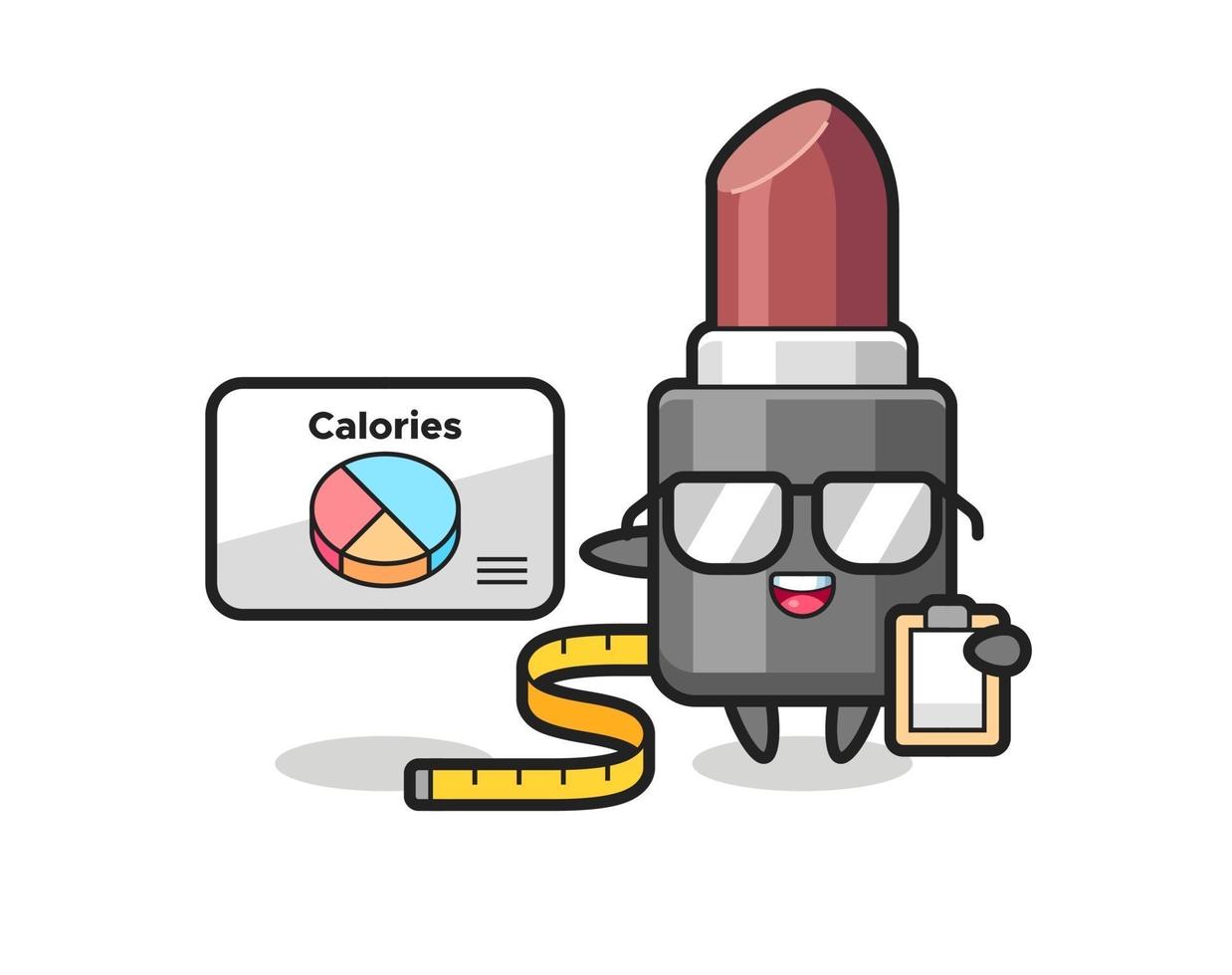 Illustration of lipstick mascot as a dietitian vector