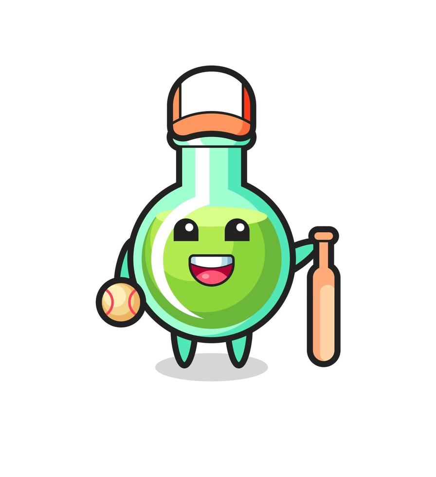 personaje de dibujos animados de vasos de laboratorio como jugador de beisbol vector