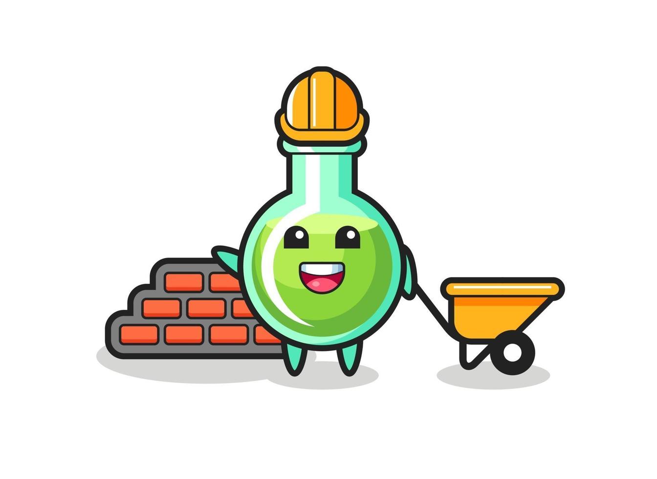 personaje de dibujos animados de vasos de laboratorio como constructor vector