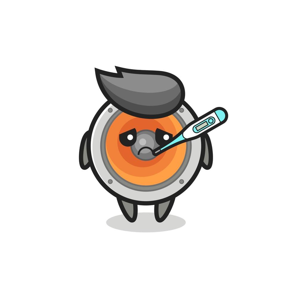 Personaje de mascota de altavoz con condición de fiebre. vector