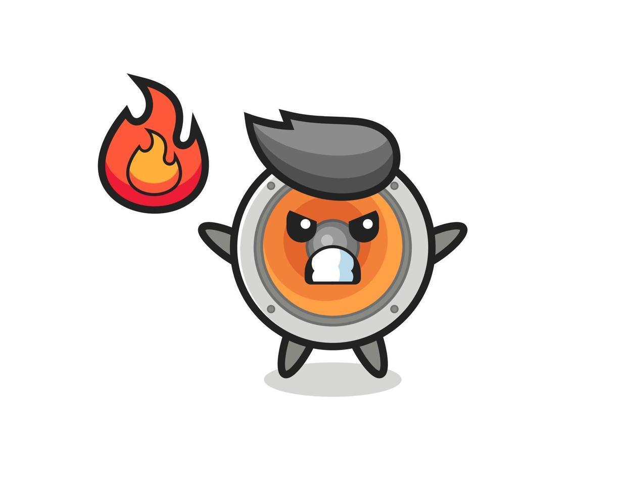 loudspeaker character cartoon with angry gesture vector