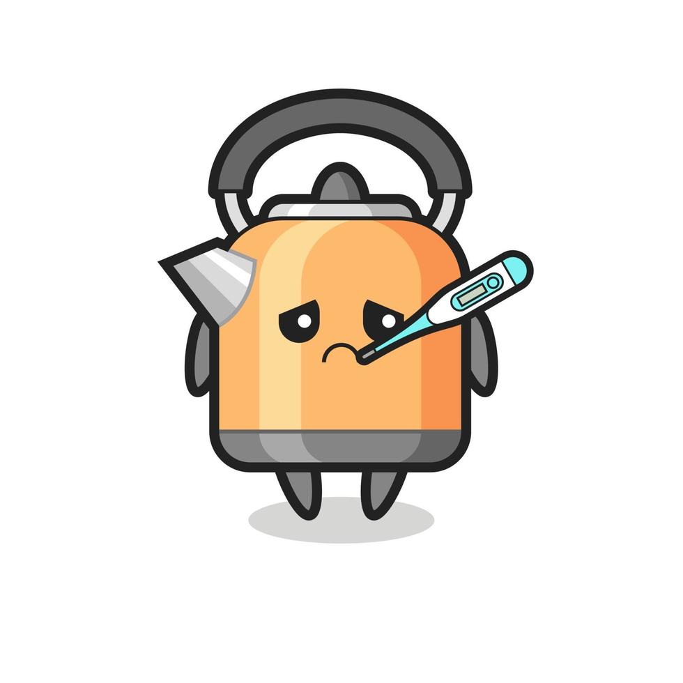 kettle mascot character with fever condition vector