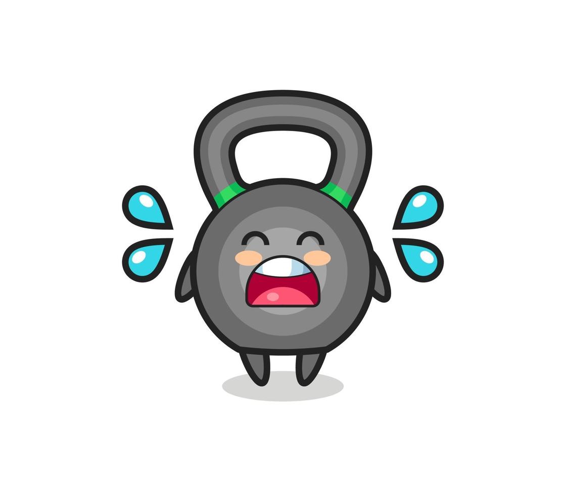 kettlebell cartoon illustration with crying gesture vector