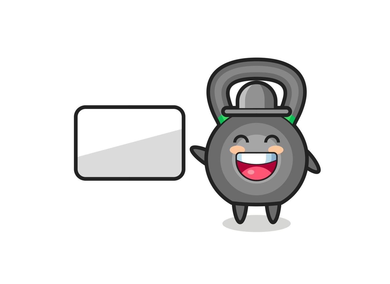 kettlebell cartoon illustration doing a presentation vector