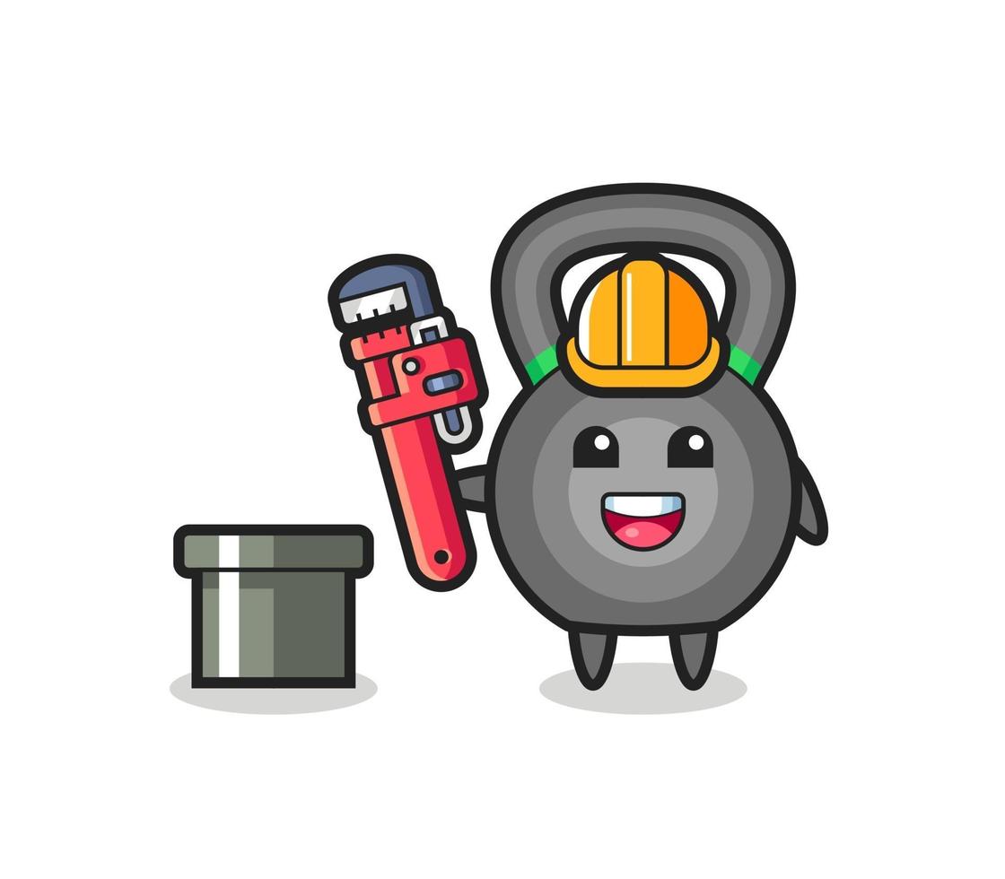 Character Illustration of kettlebell as a plumber vector
