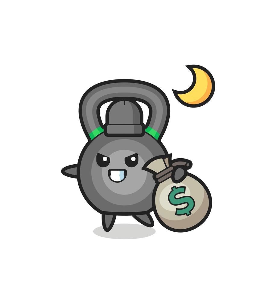 Illustration of kettlebell cartoon is stolen the money vector