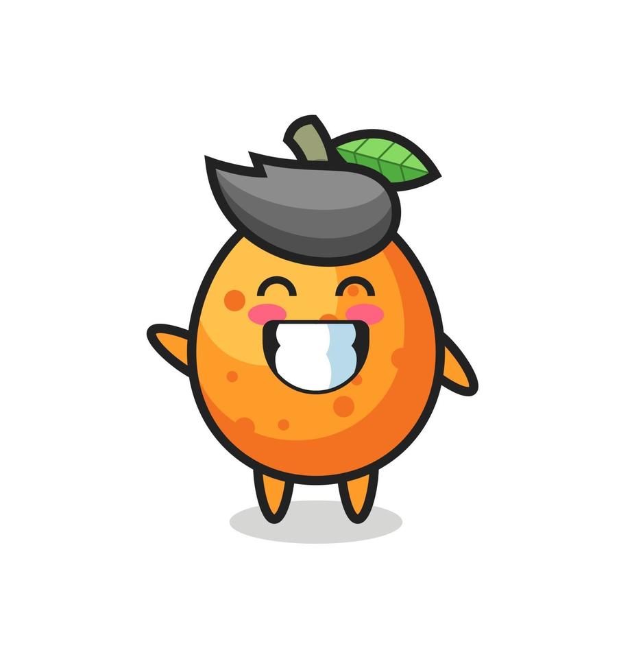 personaje de dibujos animados de kumquat haciendo gesto con la mano vector