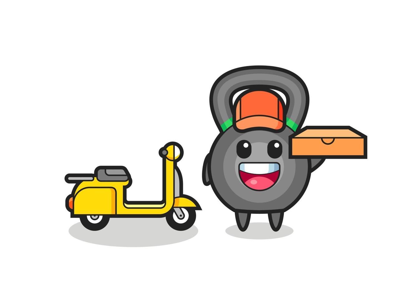 Character Illustration of kettlebell as a pizza deliveryman vector