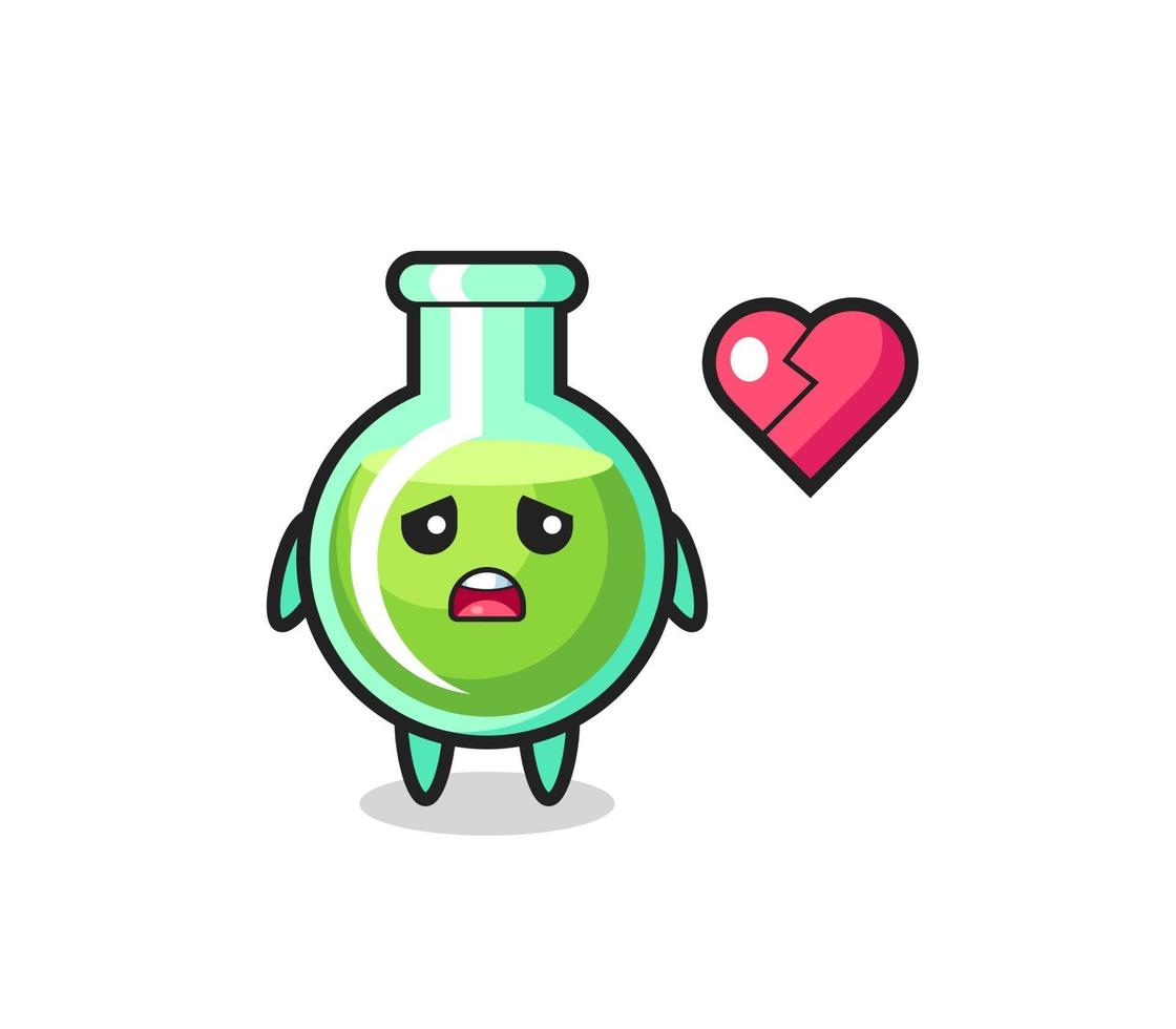 ilustración de dibujos animados de vasos de laboratorio es corazón roto vector