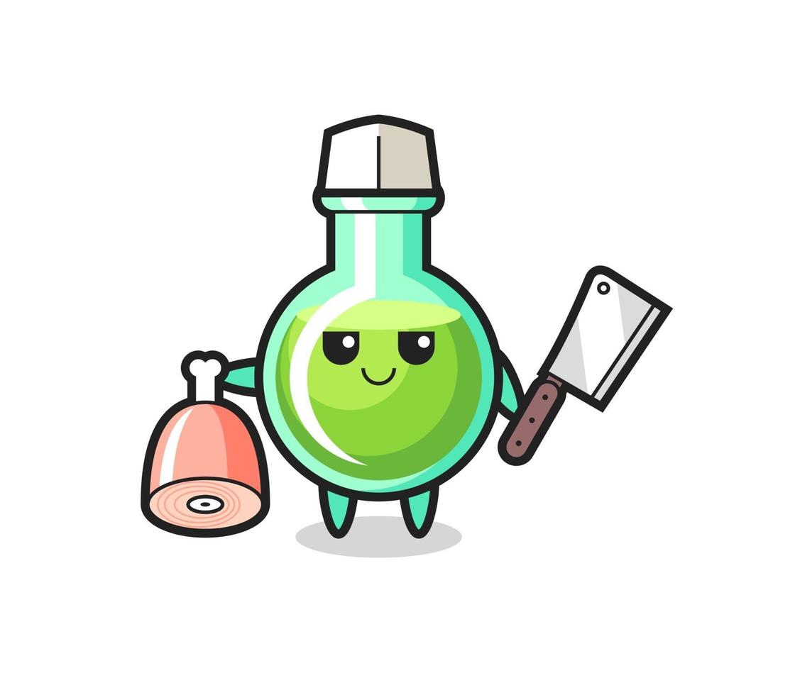 Ilustración del personaje de vasos de laboratorio como un carnicero. vector