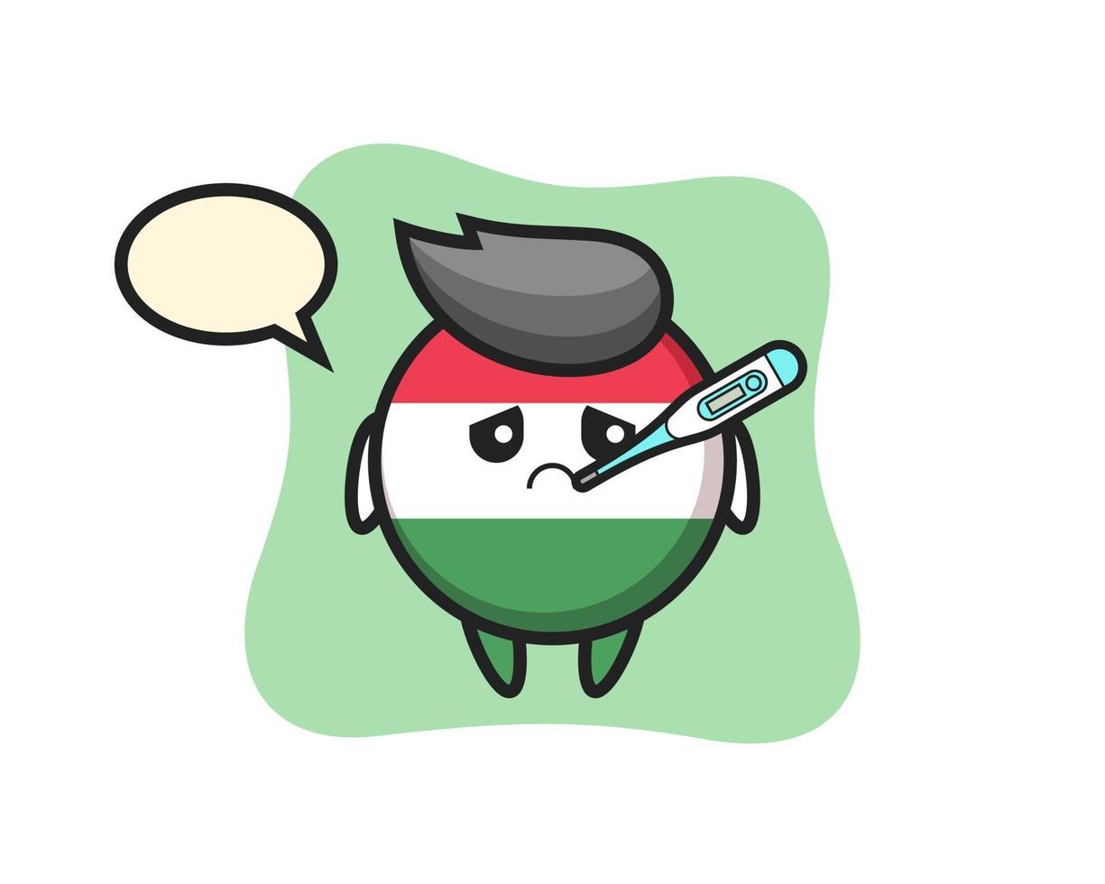 hungary flag badge mascot character with fever condition vector