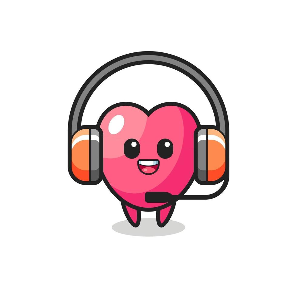 Cartoon mascot of heart symbol as a customer service vector